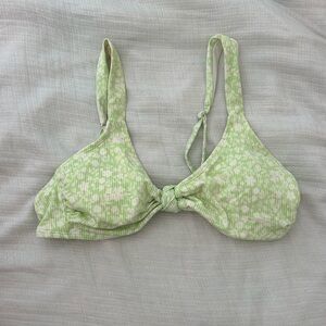 Green Floral Bikini Top